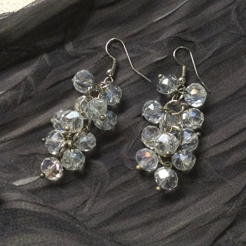 Classic Crystal Cluster Dangle Earrings - Clear